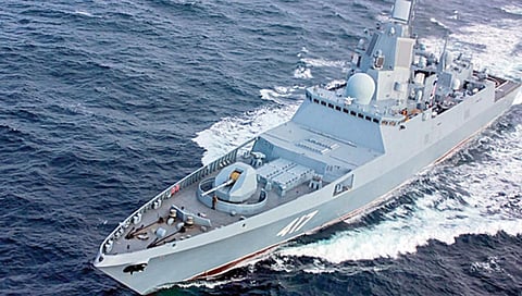 இந்திய கடற்படைக்காக ரஷ்யாவில் தயாரிக்கப்பட்ட போர்க்கப்பல்.