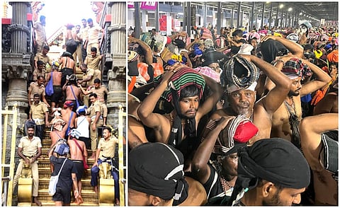 சபரிமலை கோயில் 18-ம் படியில் பக்தர்களுக்கு உதவும் போலீஸாருக்கு ஏணி இருக்கை வசதி