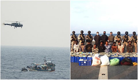 இந்திய - இலங்கை கடற்படைகளின் கூட்டு நடவடிக்கையால் 500 கிலோ போதைப்பொருள் பறிமுதல்: 9 பேர் கைது