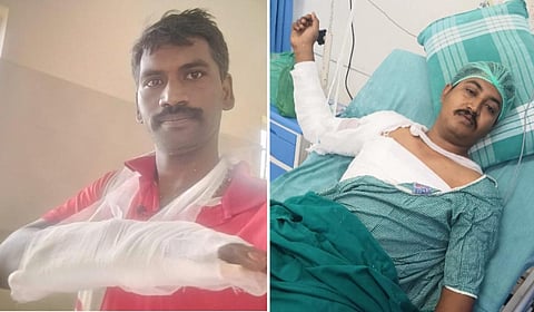 புதுச்சேரியில் ஃபெஞ்சல் புயல் மீட்புப் பணியில் ஈடுபட்டிருந்த காயமடைந்த தீயணைப்பு மற்றும் மீட்புப்படை வீரர்கள் பெரியண்ணன் மற்றும் வசந்த்