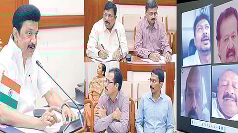 ஃபெஞ்சல் புயல் பாதிப்பு குறித்து தலைமைச் செயலகத்தில் முதல்வர் மு.க.ஸ்டாலின் தலைமையில் நேற்று ஆய்வு கூட்டம் நடைபெற்றது. இதில், நிவாரணப் பணியில் ஈடுபட்டுள்ள துணை முதல்வர் உதயநிதி, அமைச்சர்கள் காணொலி வாயிலாகவும் தலைமை செயலர் உள்ளிட்ட அதிகாரிகளும் கலந்து கொண்டனர்