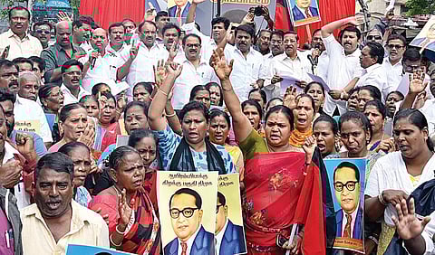 அம்பேத்கர் குறித்து அமித் ஷா பேச்சுக்கு கண்டனம்: தமிழகம் முழுவதும் திமுக, கூட்டணி கட்சிகள் ஆர்ப்பாட்டம்