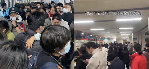 சீனாவில் வைரஸ் தொற்றால் மருத்துவமனைகளில் குவிந்துள்ள மக்கள் கூட்டம் - படம் உதவி: சமூக வலைதளம்.