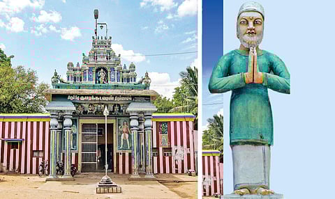 கோயிலின் விமானத்தில் உள்ள ஜவாது புலவரின் சுதை