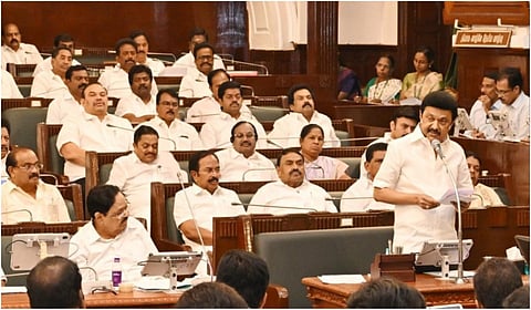 தமிழக சட்டப்பேரவையில் தனித் தீர்மானத்தை முன்மொழி உரையாற்றிய முதல்வர் ஸ்டாலின்.