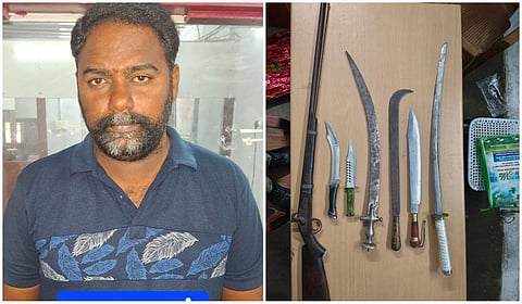 கரூர் வாகன சோதனையில் ஆயுதங்களுடன் பிடிப்பட்ட இரு வேறு கட்சி நிர்வாகிகள் இருவர் கைது