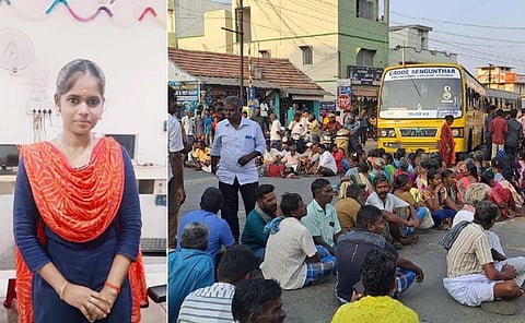 ஊத்துக்குளி அருகே இளம்பெண் விபத்தில் மரணம் - போலீஸ் மீதான அதிருப்தியில் மறியல்