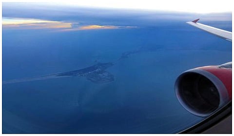 விமானத்திலிருந்து எடுக்கப்பட்ட ராமேசுவரம் தீவின் படம்