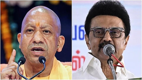 உ.பி. முதல்வர் யோகி ஆதித்யநாத், தமிழக முதல்வர் மு.க.ஸ்டாலின்