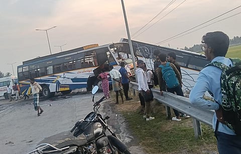 கடலூர் அருகே அரசு விரைவுப் பேருந்தும் தனியார் பேருந்தும் மோதி விபத்து: 18 பேர் படுகாயம்