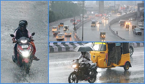 சென்னையில் கடந்த சில தினங்களாக வெயிலின் தாக்கம் அதிகமாக காணப்பட்ட நிலையில் நேற்று கருமேகங்கள் சூழ்ந்து பரவலாக மழை பெய்தது. கிண்டி மேம்பால பகுதியில் முகப்பு விளக்குகளை எரியவிட்டப்படி செல்லும் வாகனங்கள். | படங்கள்: எஸ்.சத்தியசீலன் |