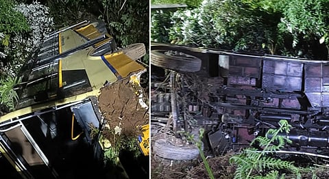 வால்பாறையில் ஓட்டுநரின் கட்டுப்பாட்டை இழந்த பேருந்து பள்ளத்தில் கவிழ்ந்தது