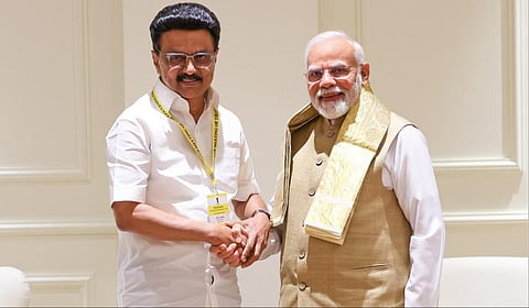 நிதி ஆயோக் கூட்டத்துக்குப் பின்னர் பிரதமர் மோடியை தமிழக முதல்வர் மு.க.ஸ்டாலின் சந்தித்துப் பேசினார்