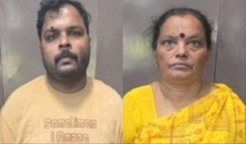 சென்னையில் ரூ.1.76 கோடி கையாடல் செய்த குற்றச்சாட்டில் கைது செய்யப்பட்ட மகேந்திரகுமார் மற்றும் அவரது தாயார் விஜயலட்சுமி