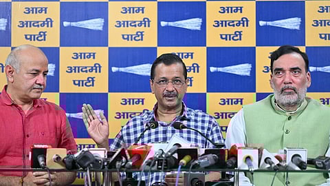 டெல்லியில் செய்தியாளர்களைச் சந்தித்த அரவிந்த் கேஜ்ரிவால்