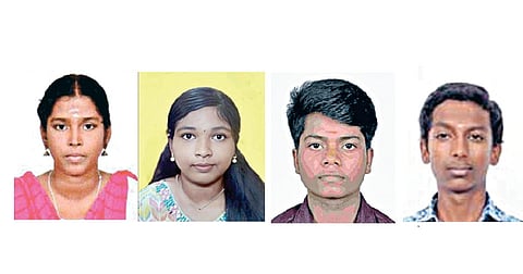 முழு கட்ஆப் பெற்ற அரசுப் பள்ளி மாணவர்கள் தாரணி, மைதிலி, முரளிதரன், வெற்றிவேல்.