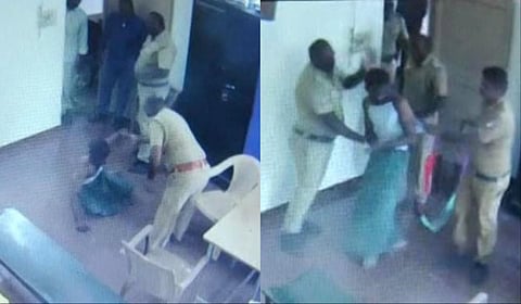தேவதானப்பட்டி காவல்நிலையத்தில் விசாரணை கைதி ஒருவர் தாக்கப்படும் சிசிடிவி காட்சி வீடியோ சமூக வலைதளங்களில் வைரலாகி வருகிறது