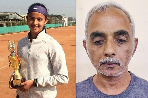 இடது: சுட்டுக் கொல்லப்பட்ட டென்னிஸ் வீராங்கனை ராதிகா யாதவ் | வலது: கைது செய்யப்பட்ட தந்தை தீபக் யாதவ்