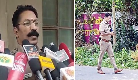 அலுவலகத்துக்கு நடந்து சென்ற டிஎஸ்பி சுந்தரேசன்.