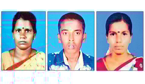 பட்டாசு ஆலையில் ஏற்பட்ட வெடி விபத்தில் உயிரிழந்த லட்சுமி, கார்த்திகேயன், சங்கீதா