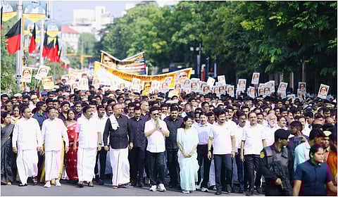 கருணாநிதியின் 7-ம் ஆண்டு நினைவு தினம்: முதல்வர் ஸ்டாலின் தலைமையில் அமைதிப் பேரணி