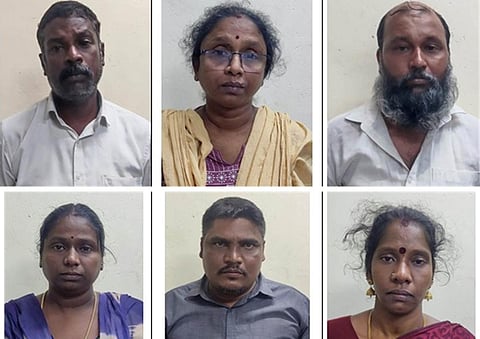 தமிழ்நாடு குடிசை மாற்று வாரியத்தில் வீடு ஒதுக்கீடு பெற்றுத் தருவதாகக் கூறி, 200 பேரிடம் ரூ.5 கோடி மோசடி செய்து கைதான 6 பேர் கும்பல்.