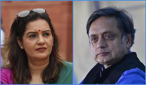 சேலை அணிந்த சசி தரூர் பிரியங்கா சதுர்வேதி: செய்தியாளர் சந்திப்பில் சுவாரசியம்