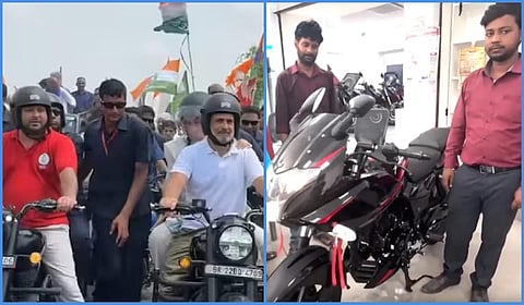 பிஹார் பேரணியில் ‘பைக்’ இழந்தவருக்கு புதிய ‘பல்சர்’ பரிசளித்த ராகுல் காந்தி