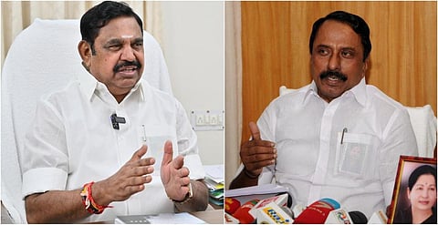 இடது: எடப்பாடி பழனிசாமி | வலது: செங்கோட்டையன்