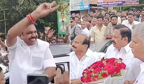 கோபியில் பழனிசாமிக்கு அதிமுகவினர் வரவேற்பு: செங்கோட்டையன் புறக்கணிப்பு