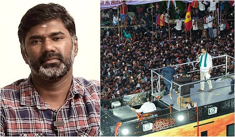 யூடியூபர் மாரிதாஸ் (இடது) | விஜய் பிரச்சாரக் கூட்டம் (வலது)