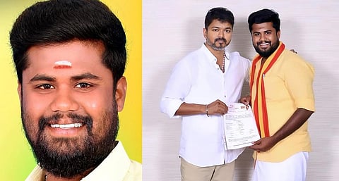 கைது செய்யப்பட்ட தவெக தெற்கு மாவட்ட செயலாளர் நிர்மல்குமார்.