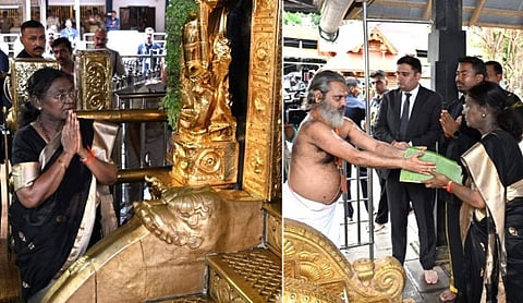 சபரிமலையில் ஐயப்பனை தரிசனம் செய்த குடியரசுத் தலைவர் திரவுபதி முர்மு.