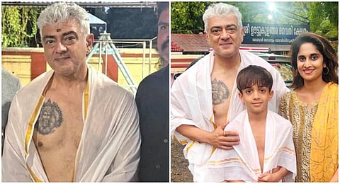 நெஞ்சில் டாட்டூ உடன் அஜித் - இணையத்தில் வைரலாகும் லேட்டஸ்ட் புகைப்படம்!