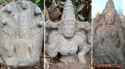 கூட்டேரிப்பட்டு அருகே ஆலகிராமத்தில் கண்டறியப்பட்டுள்ள ஆயிரம் ஆண்டுகள் பழமைவாய்ந்த சிற்பங்கள்.