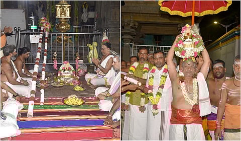 பழநி திருஆவினன்குடி கோயிலில் கோலாகலமாக நடந்த முகூர்த்தக்கால் நடும் விழா