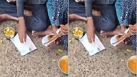 காகிதத்தில் உணவு பரிமாறிய மத்திய பிரதேச பள்ளி