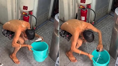 ரயிலில் குளித்த பயணியை அடையாளம் கண்டு நடவடிக்கை