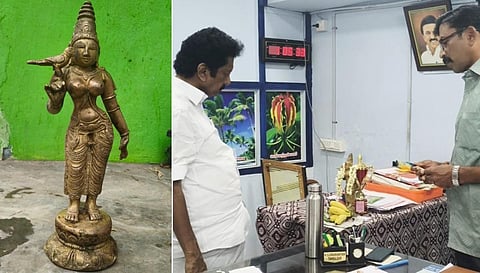 தஞ்சையில் ஓர் அடி உயர ஐம்பொன் மீனாட்சியம்மன் சிலை கண்டெடுப்பு
