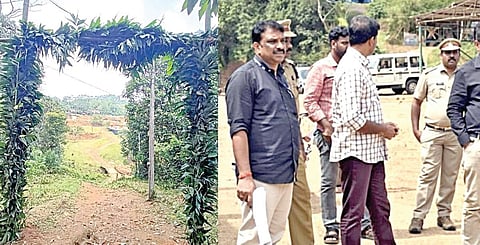 சத்திரம் வனப் பகுதியில் பக்தர்களை வரவேற்று வைக்கப்பட்டுள்ள அலங்கார நுழைவாயில். (அடுத்த படம்) பக்தர்களுக்கான வசதிகள் குறித்து ஆய்வு மேற்கொண்ட அதிகாரிகள்.