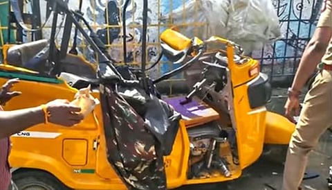 ஆட்டோ மீது பனைமரம் விழுந்து ஓட்டுநர் உயிரிழப்பு: அதிர்ஷ்டவசமாக பள்ளி மாணவி உயிர் தப்பினார்