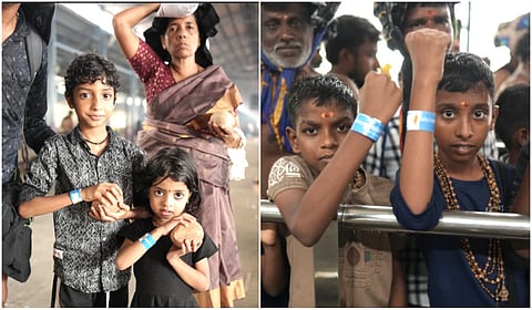 சபரிமலையில் வழிதவறினால் எளிதில் கண்டறிய குழந்தைகளுக்கு க்யூஆர் கோடு கைப்பட்டை அணிவிப்பு