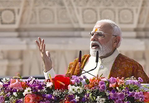அயோத்தி ராமர் கோயிலில் காவிக்கொடியை ஏற்றி வைத்து உரையாற்றிய பிரதமர் மோடி