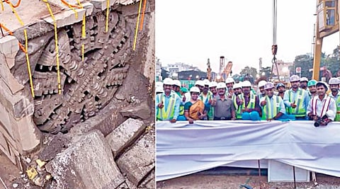 கொளத்தூரில் 246 மீ. தொலைவுக்கு மெட்ரோ ரயில் திட்ட பணியை முடித்த ‘முல்லை’ இயந்திரம்!