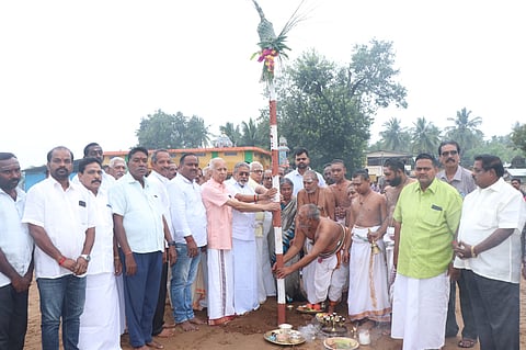 திருவையாறில் தியாகராஜர் சுவாமிகளின் 179-வது ஆராதனை விழா பந்தல்கால் முகூர்த்தம்