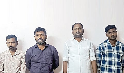 சிவாச்சாரியார் கொலை வழக்கில் ஆயுள் தண்டனை பெற்ற கார்த்தி, அரவிந்தராஜ், வெங்கடேசன், வேலு.