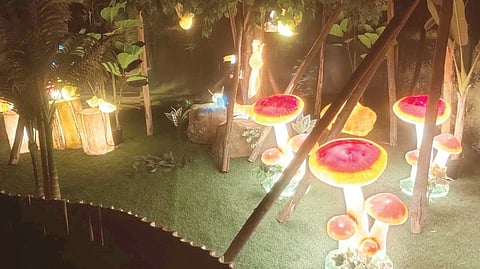 மரகத பூங்கா வளாகத்தில் பல்வேறு நவீன வசதிகளுடன் அமைக்கப்பட்டுள்ள ஒளிரும் பூங்கா.