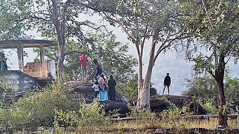 நீலகிரி மாவட்டம் கல்லட்டி மலைப்பாதையில் பைசன்வேலி பகுதியில் அத்துமீறி நுழைந்து சுற்றித்திரிந்த சுற்றுலா பயணிகள்.