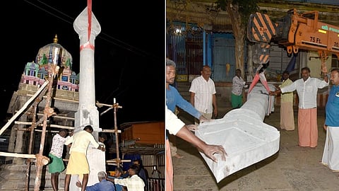 முருகன் மாநாடு நினைவாக பழநியில் 15 அடி உயர பிரம்மாண்ட வேல் நிறுவல்: பிப்.8 கும்பாபிஷேகம்