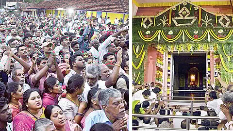 வடலூர் சத்திய ஞான சபையில் நேற்று 7 திரைகளை விலக்கி ஜோதி தரிசனம் காண்பிக்கப்பட்டது. இதை ஏராளமான பக்தர்கள் தரிசித்தனர். | படங்கள்: எம்.சாம்ராஜ் |